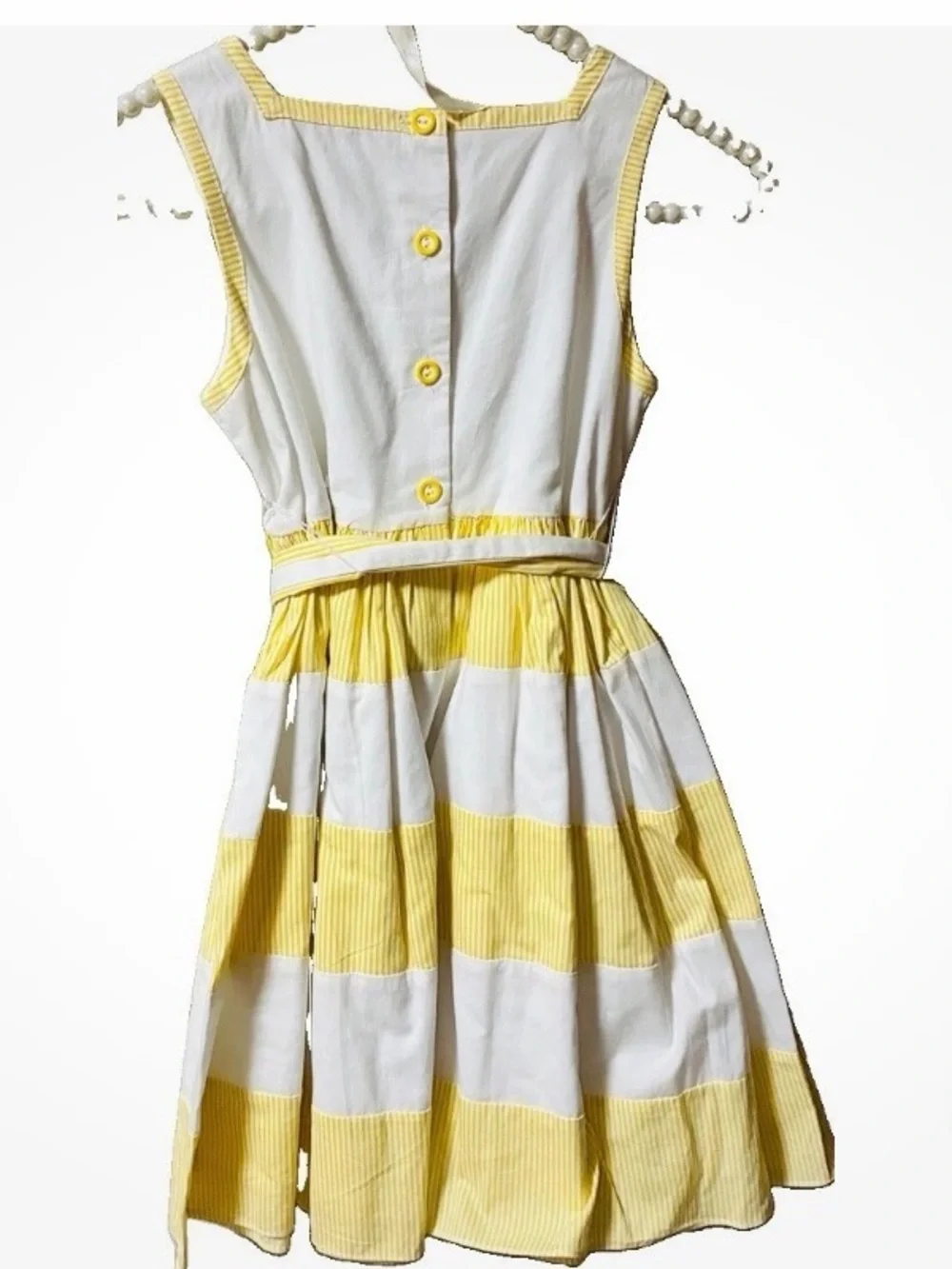 Maggie & Zoe Youth Girls Size 6x White Yellow Striped Sleeveless Dress